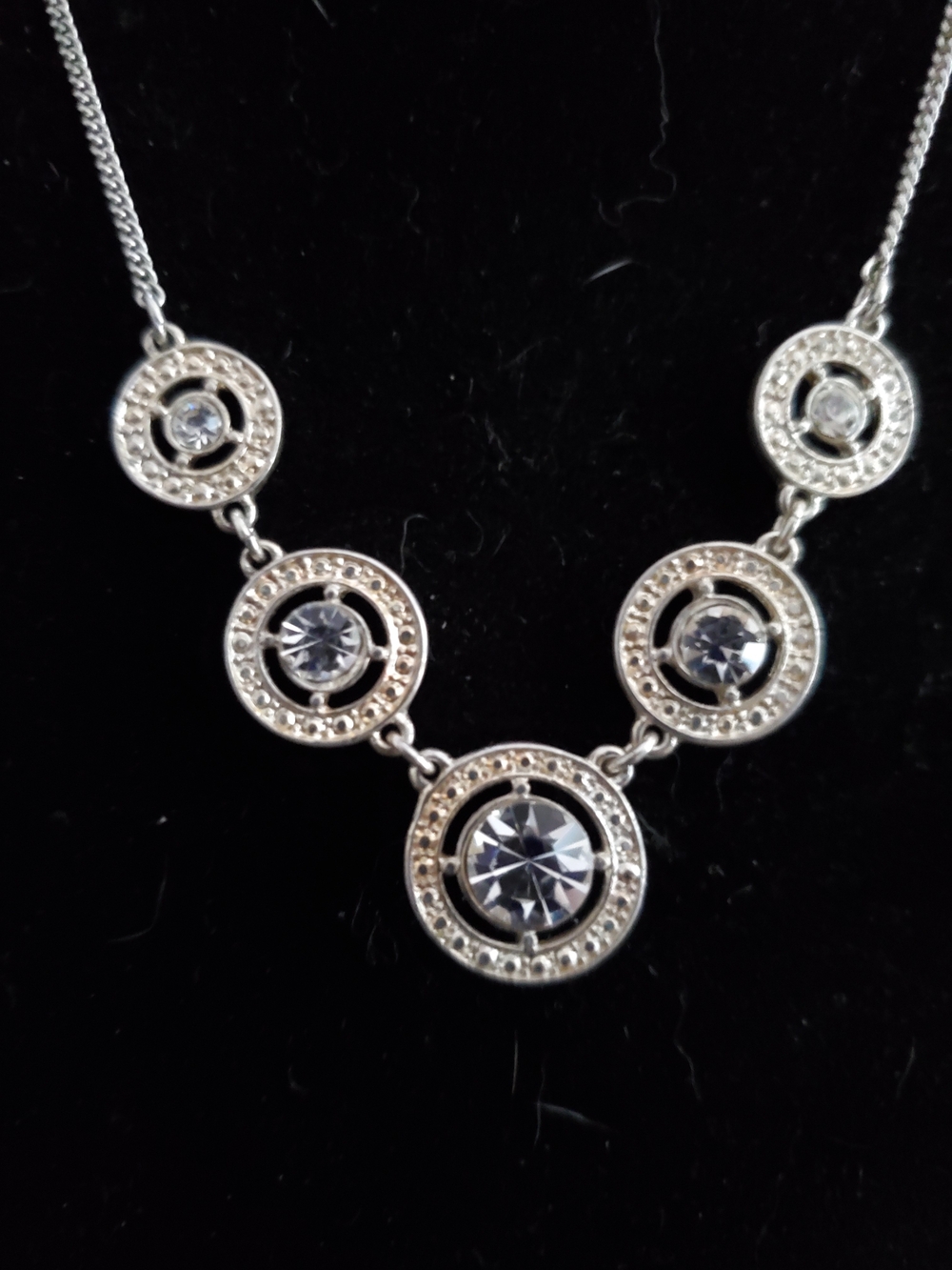 Silver Crystal Circle Link Necklace - Women Jewelry